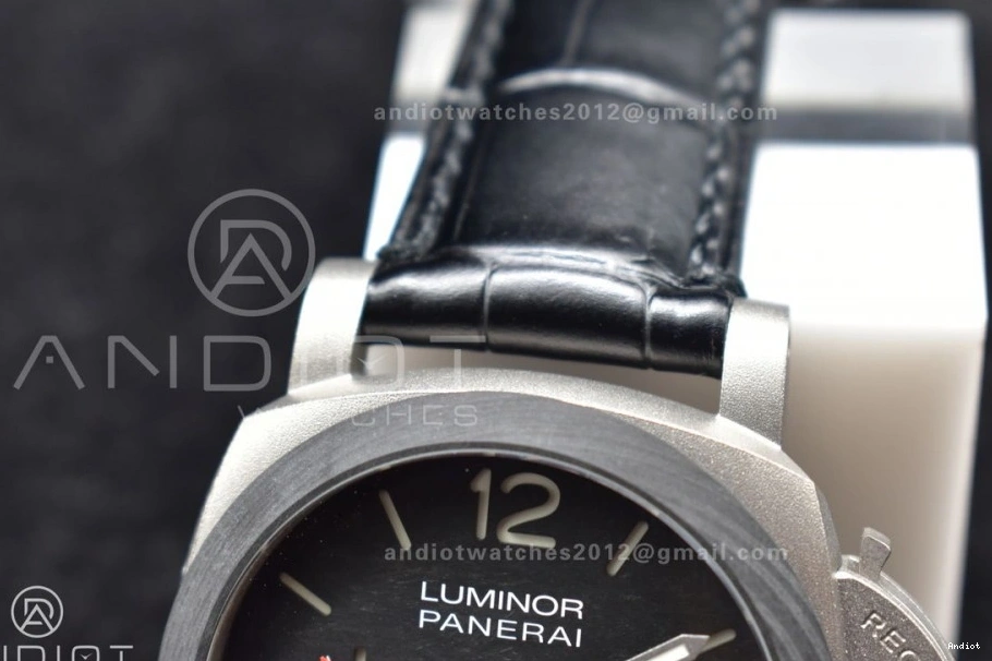 Dial P.9011 Best Titanium Luminor Super Black W PAM1096 VSF Edition 1:1 Strap Clone on GMT Black 42mm Leather 1127